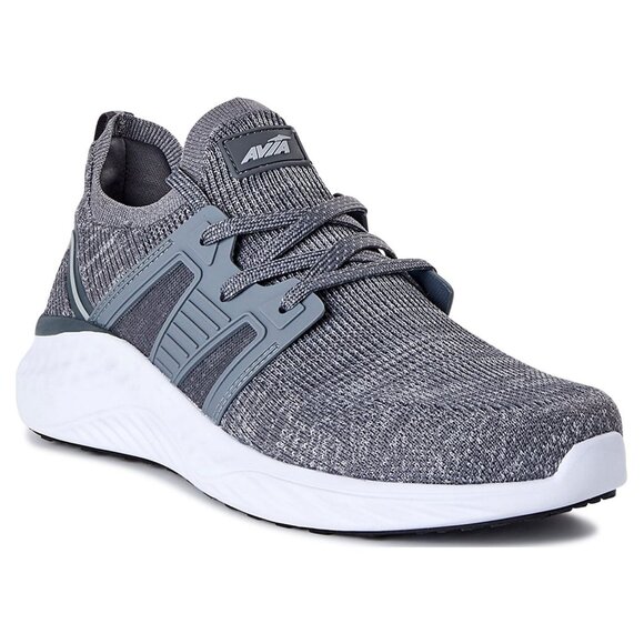 Men’s Comfort Walking Breathable Knit Sneakers Shoes Low-Top Lace-up Gray Avia - Picture 1 of 10
